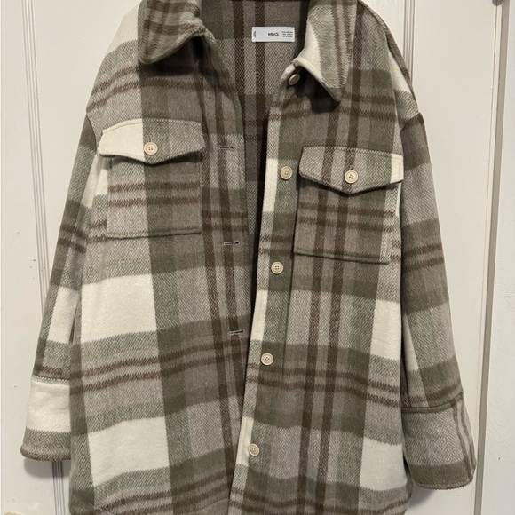 Mango oversized checked flannel shirt jacket. - Picture 5 of 9
